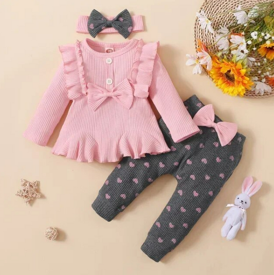 The Merill - Pink Tops & Polka Dot Pants Casual Trouser Set