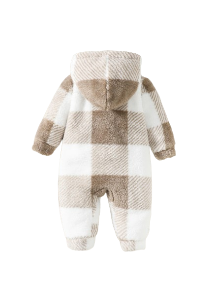 The Genesis - Plaid Hooded Romper Warm Bodysuit