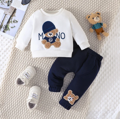 The Riley - Terno Bear Long Sleeve Tee & Navy Pants