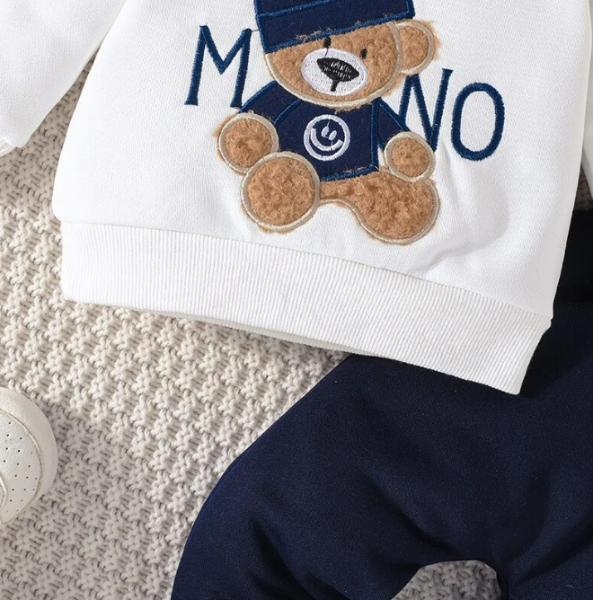 The Riley - Terno Bear Long Sleeve Tee & Navy Pants