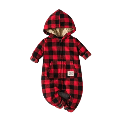 The Scout - Red & Black Checkered Hooded Onesie