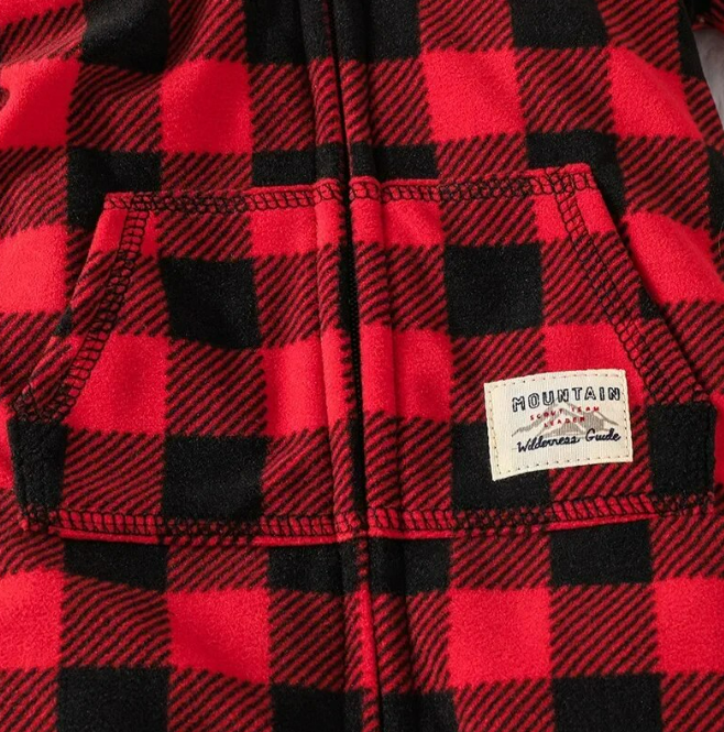 The Scout - Red & Black Checkered Hooded Onesie