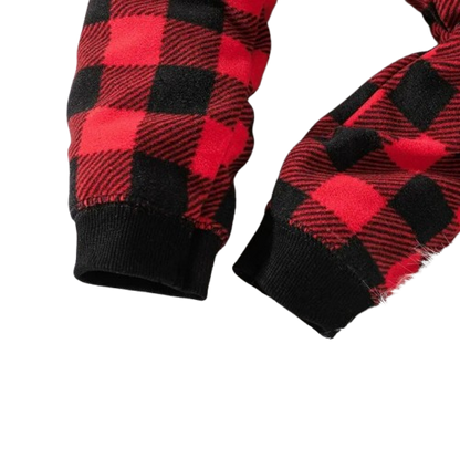 The Scout - Red & Black Checkered Hooded Onesie