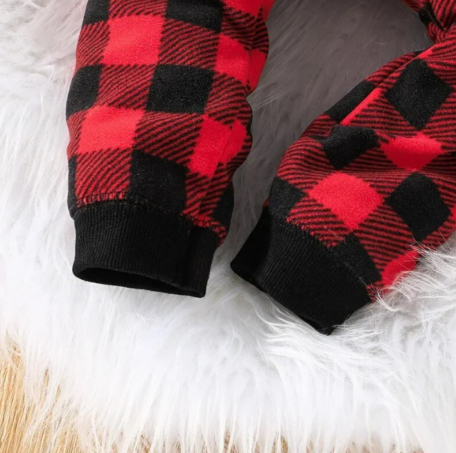 The Scout - Red & Black Checkered Hooded Onesie