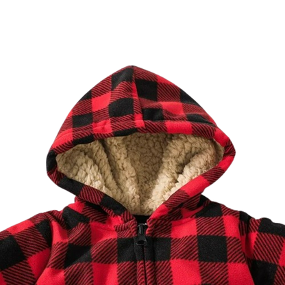 The Scout - Red & Black Checkered Hooded Onesie