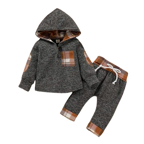 The Darian - Baby Cute Stitching Hooded Sweatshirt & Pants Set