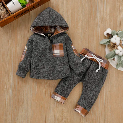 The Darian - Baby Cute Stitching Hooded Sweatshirt & Pants Set