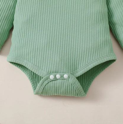 The Robbie - Baby Green Long Sleeve Top + Flower Pants + Headband