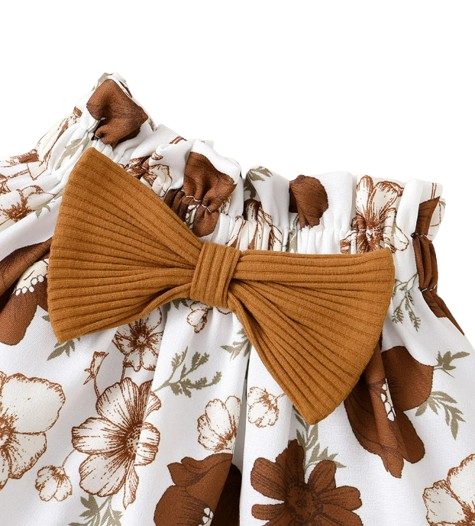 The Jaylin - Baby Brown Sleeveless Romper + Floral Skirt + Headband