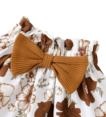 The Jaylin - Baby Brown Sleeveless Romper + Floral Skirt + Headband