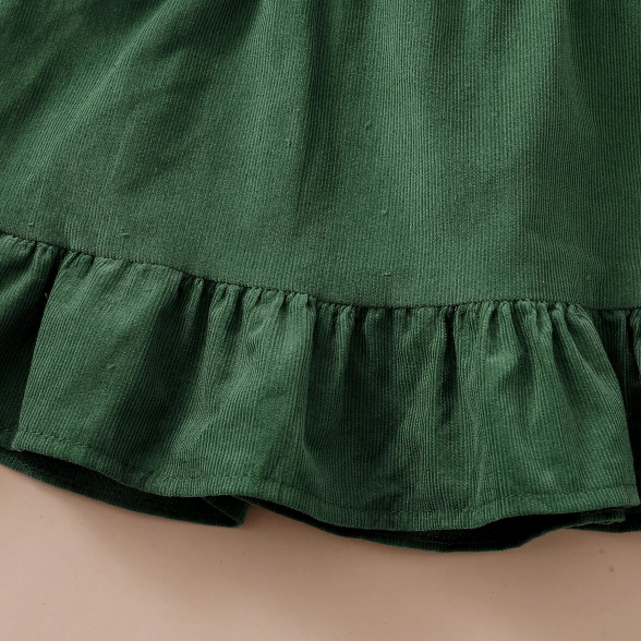 The Devan - Baby Brown/Green Floral Longsleeve Tops + Solid Colour Skirt + Headband