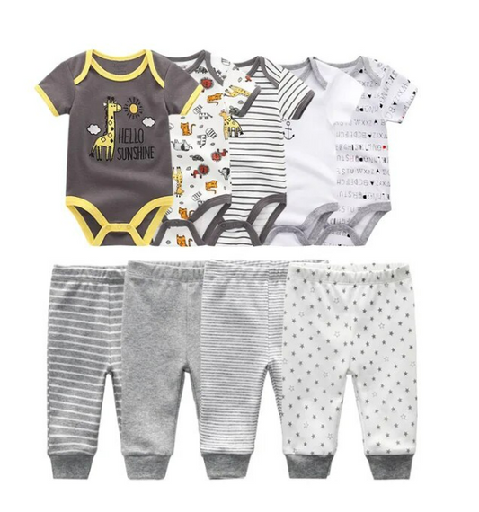 The Wyatt - Hello Sunshine Giraffe Unisex Rompers + Pants