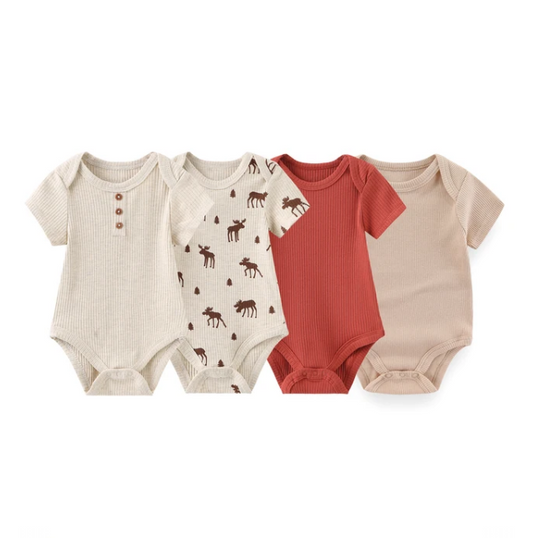 The Avery - 4pcs Unisex Rompers/ Onesies - Light Brown Set