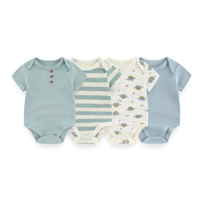 The Avery - 4pcs Unisex Rompers/ Onesies -Light Blue Set