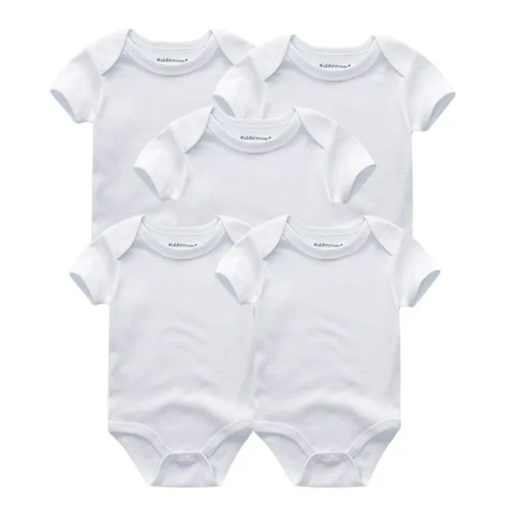 The Zena  - 5pcs Unisex Cotton Rompers - Plain White Set