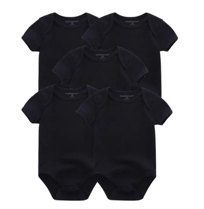 The Zena - 5pcs Unisex Cotton Rompers - Plain Black Set