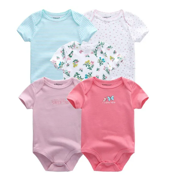 The Zena - 5pcs Unisex Cotton Rompers - I Love You Butterfly Set