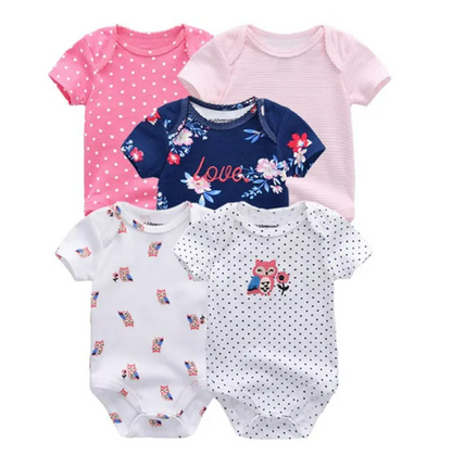 The Zena - 5pcs Unisex Cotton Rompers - Love Owl Set