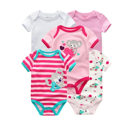 The Zena  - 5pcs Unisex Cotton Rompers - Pink Koala Set