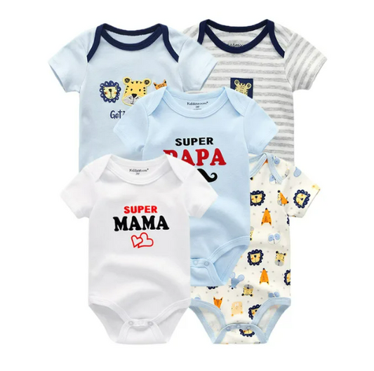 The Zena - 5pcs Unisex Cotton Rompers - Super Mama Set