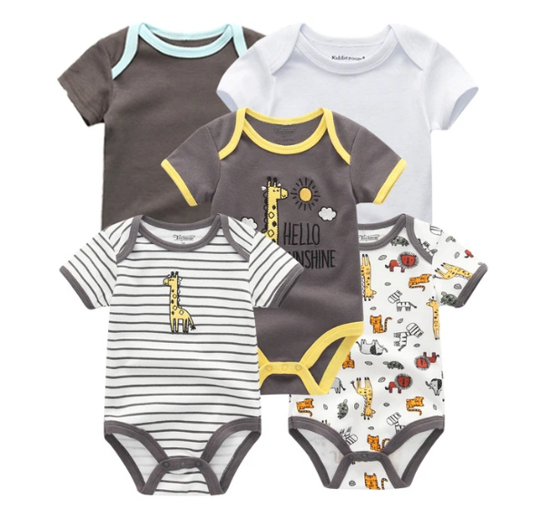 The Zena - 5pcs Unisex Cotton Rompers - Hello Sunshine Set