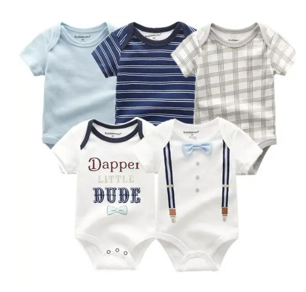 The Zena - 5pcs Unisex Cotton Rompers - Dapper Little Dude Set