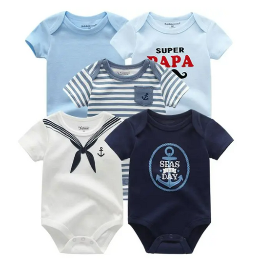 The Zena  - 5pcs Unisex Cotton Rompers - Sailor Set