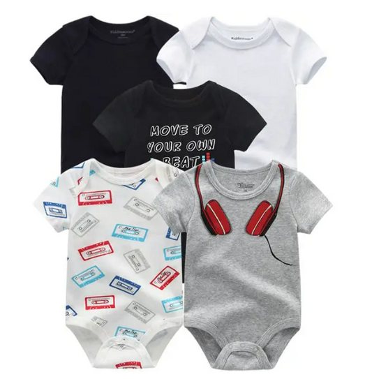 The Zena - 5pcs Unisex Cotton Rompers - Music Print Set