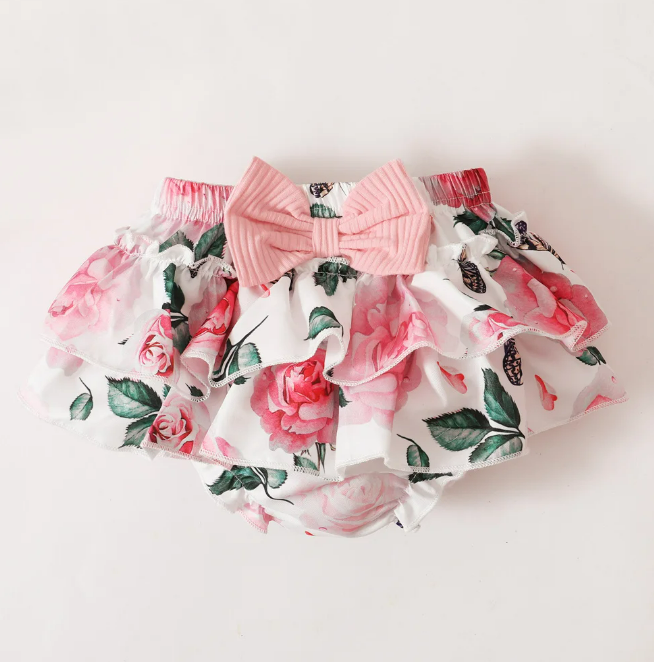 The Alice - Baby Girl Pink Ruffle Short Sleeved Romper + Shorts + Headband