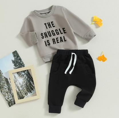 The Diego - Baby Boy The Snuggle Is Real Print Sweatshirt + Pants