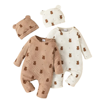 The Archer - Unisex Bear Print Romper + Hat