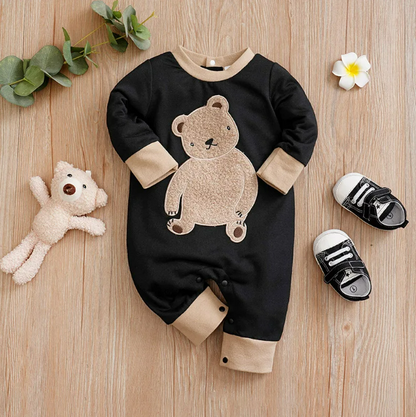 The Sawyer - Unisex Baby Cute Cartoon Teddy Bear Embroidered Bodysuit