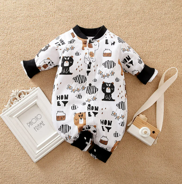 The Bryson - Baby Unisex Brown Bear Cartoon Jumpsuit