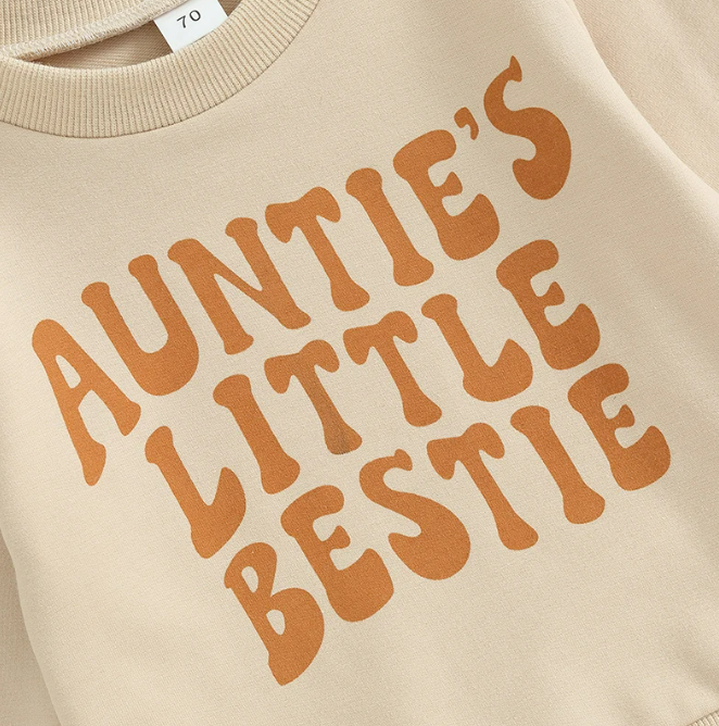 The Ashton - Baby Boy Auntie's Little Bestie Letter Print Tops + Pants