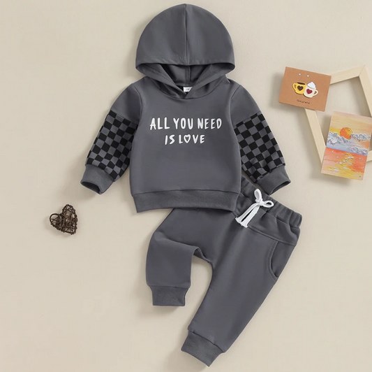 The Carlos - Baby Boy All You Need Is Love Print Sweatshirt + Pants