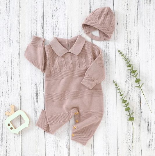 The Justin - Baby Unisex Turtle Neck Long Sleeve Romper + Hats