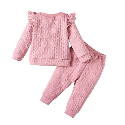 The Brianna -  Baby Girl Solid Colour Sweatshirt Tops + Pants + Headband