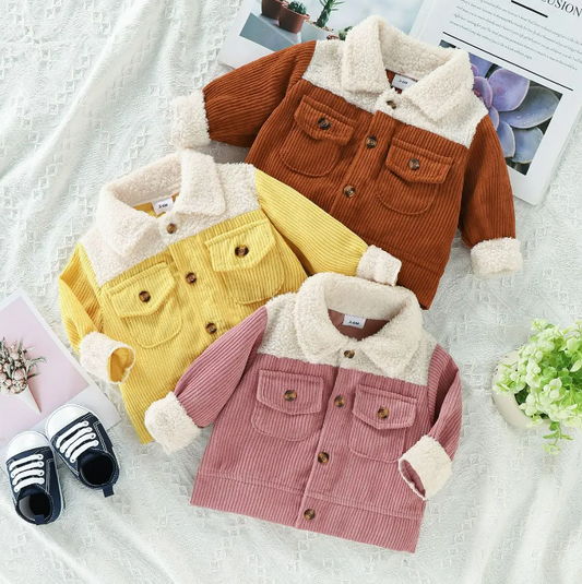 The Ryleigh - Baby Unisex Corduroy Patchwork Single-Breasted Jacket