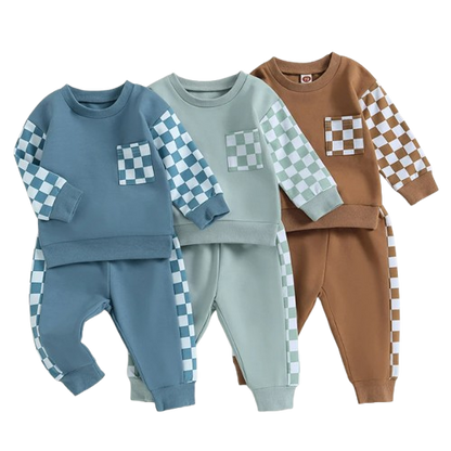 The Austin - Baby Boy Checkerboard  Sweatshirt + Pants