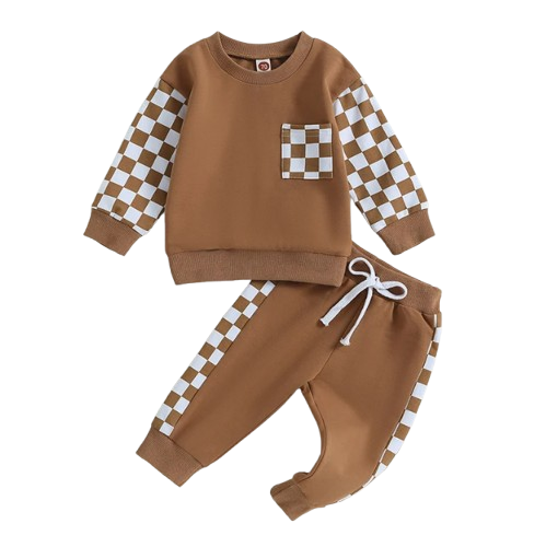 The Austin - Baby Boy Checkerboard  Sweatshirt + Pants