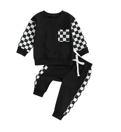 The Austin - Baby Boy Checkerboard  Sweatshirt + Pants