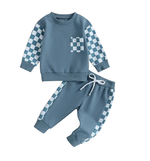 The Austin - Baby Boy Checkerboard  Sweatshirt + Pants