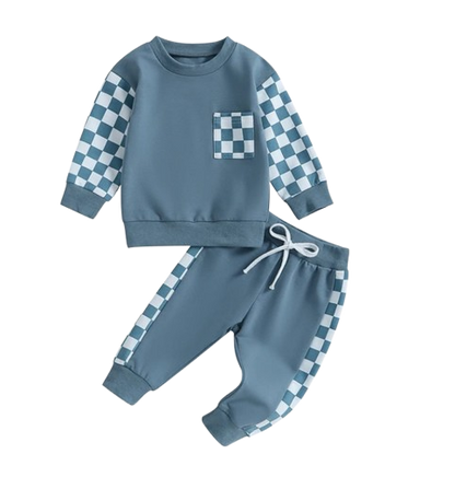 The Austin - Baby Boy Checkerboard  Sweatshirt + Pants