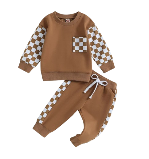 The Austin - Baby Boy Checkerboard  Sweatshirt + Pants