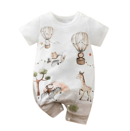 The Bennett - Baby Unisex Animal Print Casual Short Sleeve Romper