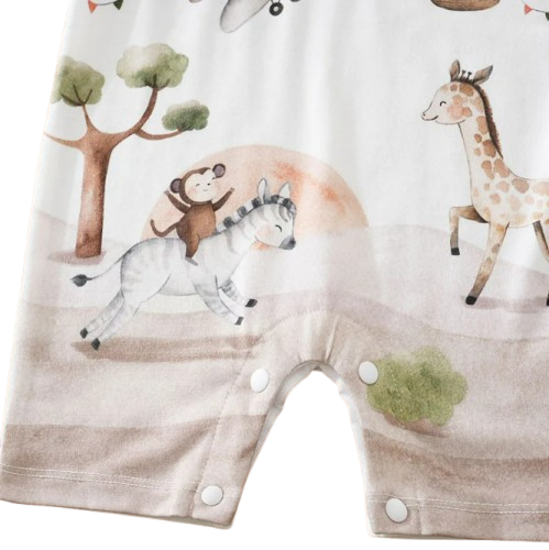 The Bennett - Baby Unisex Animal Print Casual Short Sleeve Romper