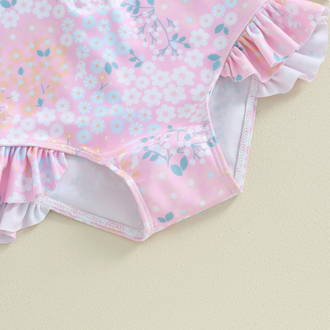 The Milani - Baby Girl Cute Ruffle Floral Swimwear