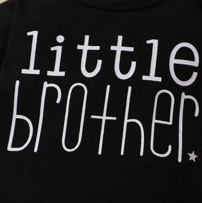 The William - Baby Boy Little Brother Letter Printed Round Neck Short Sleeves and Long Pants