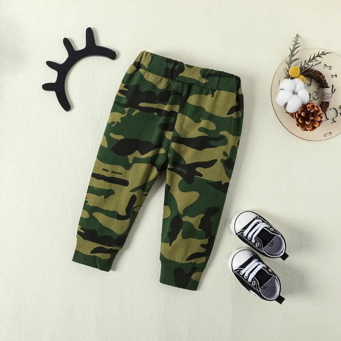 The Alexander - Baby Boy Black Long Sleeved Hoodie + Camouflage Pants