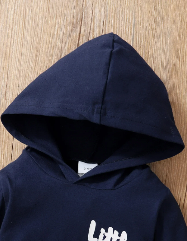 The Hollis - Baby Unisex Navy Blue Little Boss Hoodie + Pants